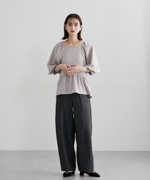 nissen(ニッセン)の「総柄カーブパンツ(その他パンツ・レディース・グレー系/ネイビー系/ブラウン系・M/L)」の7枚目の写真
