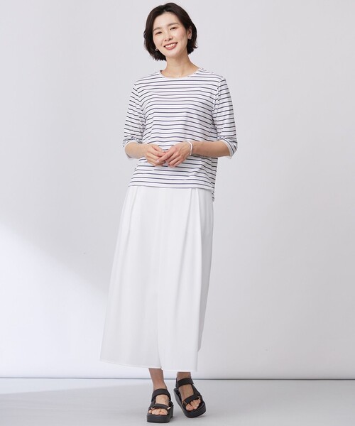 J.PRESS Ladies(J.プレス レディス)の「【洗える】スムースジャージー ボーダー カットソー(Tシャツ/カットソー・レディース・ブラック系1・SMALL)」の4枚目の写真