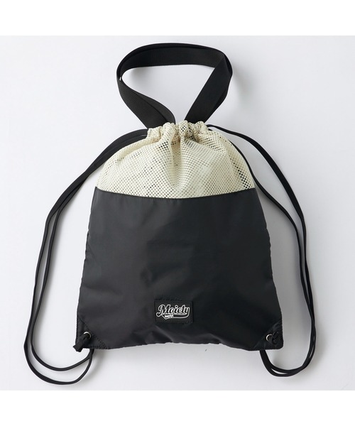 repipi armario(レピピ アルマリオ)の「Repipi armario レピピマリオ ナップザック メッシュ 軽量 持ち手付き 手提げバッグ 巾着バッグ(バックパック/リュック・キッズ・サックスブルー/ベージュ・FREE)」の2枚目の写真