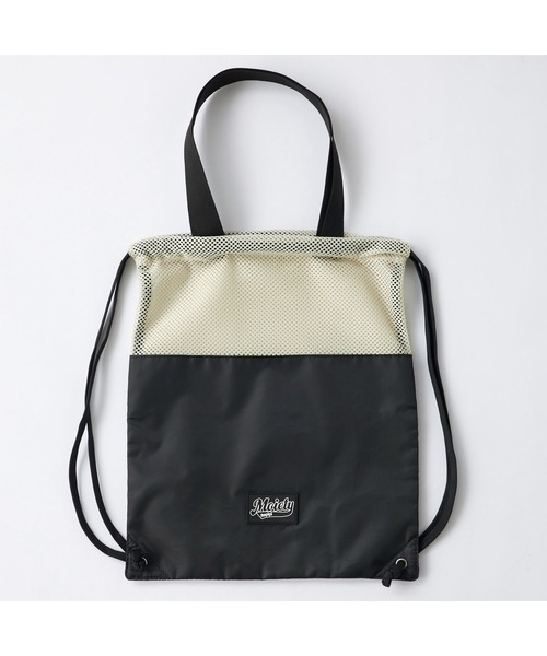 repipi armario(レピピ アルマリオ)の「Repipi armario レピピマリオ ナップザック メッシュ 軽量 持ち手付き 手提げバッグ 巾着バッグ(バックパック/リュック・キッズ・サックスブルー/ベージュ・FREE)」の3枚目の写真