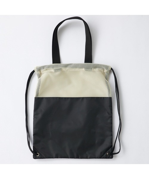 repipi armario(レピピ アルマリオ)の「Repipi armario レピピマリオ ナップザック メッシュ 軽量 持ち手付き 手提げバッグ 巾着バッグ(バックパック/リュック・キッズ・サックスブルー/ベージュ・FREE)」の4枚目の写真