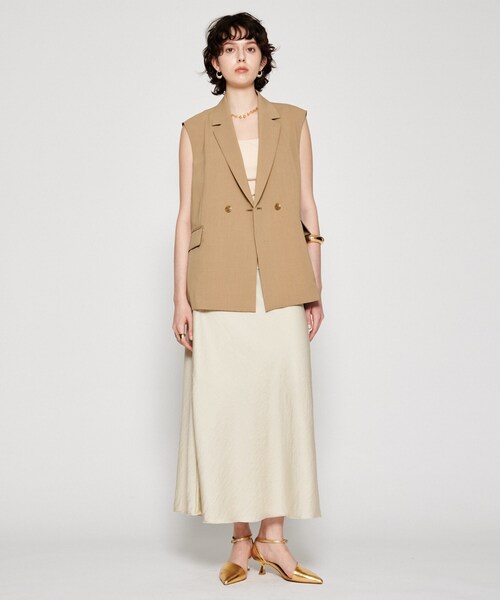 cloenc（クロエンス）の「【セットアップ／マシンウォッシュ】テーラードベスト（ベスト・レディース・グレー/チャコールグレー/ナチュラル・02/01/03）」の4枚目の写真