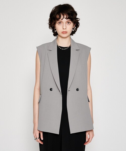 cloenc（クロエンス）の「【セットアップ／マシンウォッシュ】テーラードベスト（ベスト・レディース・グレー/チャコールグレー/ナチュラル・02/01/03）」の6枚目の写真
