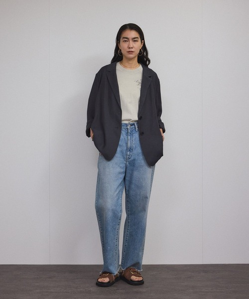 SALON adam et rope'(サロン アダム エ ロペ)の「ビンテージライクパルファムプリントビッグTシャツ(Tシャツ/カットソー・レディース・ベージュ系その他/ブルー系その他4/チャコールグレー・FREE)」の12枚目の写真