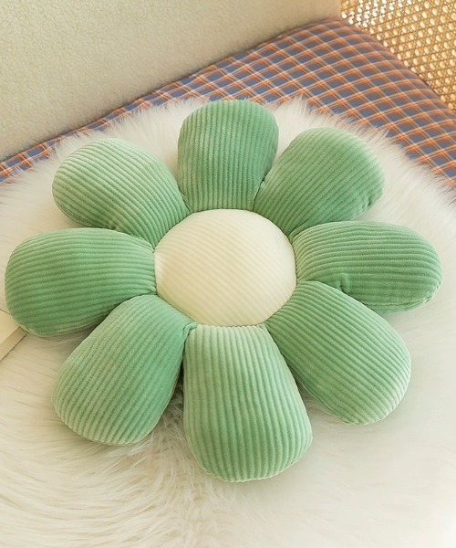 SHEPP（シープ）の「フラワークッション 座布団 ぬいぐるみ 枕（クッション/クッションカバー・レディース・イエロー/グリーン/ピンク/ホワイト/ブルー・F）」の2枚目の写真