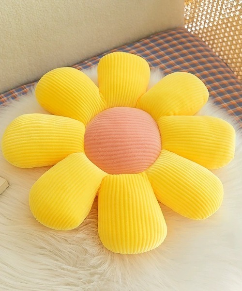 SHEPP（シープ）の「フラワークッション 座布団 ぬいぐるみ 枕（クッション/クッションカバー・レディース・イエロー/グリーン/ピンク/ホワイト/ブルー・F）」の11枚目の写真