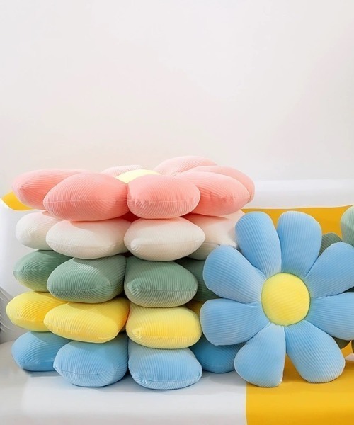 SHEPP（シープ）の「フラワークッション 座布団 ぬいぐるみ 枕（クッション/クッションカバー・レディース・イエロー/グリーン/ピンク/ホワイト/ブルー・F）」の7枚目の写真