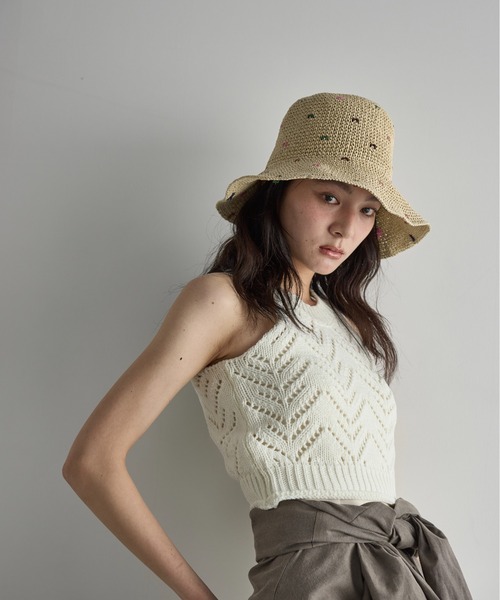 THE YOn（ザヨン）の「カラフルドットペーパーハット（ハット・レディース・ベージュ/アイボリー・FREE）」の9枚目の写真