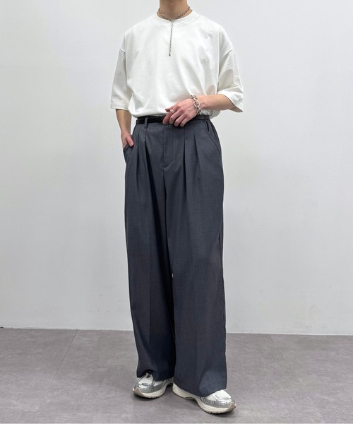 LUENNA】Wide-Leg Two-Tuck Slacks / ワイドレッグツータック