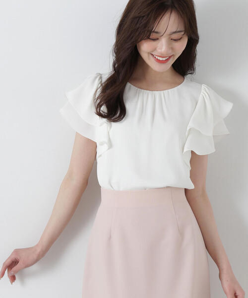 PROPORTION BODY DRESSING(プロポーションボディドレッシング)の「ダブルラッフルスリーブブラウス / 1215110408(シャツ/ブラウス・レディース・ブルー/ホワイト系その他/ネイビー・SMALL/MEDIUM)」の12枚目の写真