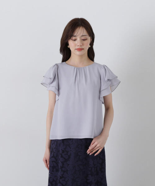Drawer 完売品　ダブルラッフルスリーブ ブラウス　定価50,600 追加》ドライシフォンラッフルスリーブブラウス(506639566