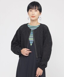 【ウォッシャブル】パンチングゼブラショートブルゾン
