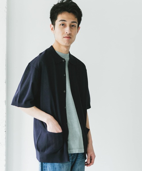 URBAN RESEARCH DOORS（アーバンリサーチドアーズ）の「リネンライクショートスリーブシャツカーディガン（カーディガン/ボレロ・メンズ・ブラック/グレー/ネイビー・MEDIUM/LARGE）」の7枚目の写真