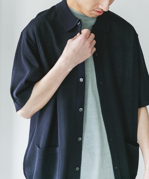 URBAN RESEARCH DOORS（アーバンリサーチドアーズ）の「リネンライクショートスリーブシャツカーディガン（カーディガン/ボレロ・メンズ・ブラック/グレー/ネイビー・MEDIUM/LARGE）」の8枚目の写真