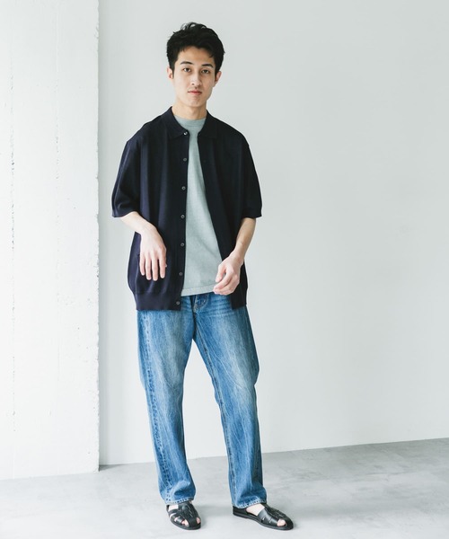 URBAN RESEARCH DOORS（アーバンリサーチドアーズ）の「リネンライクショートスリーブシャツカーディガン（カーディガン/ボレロ・メンズ・ブラック/グレー/ネイビー・MEDIUM/LARGE）」の10枚目の写真