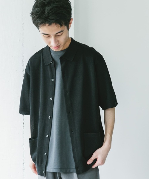 URBAN RESEARCH DOORS（アーバンリサーチドアーズ）の「リネンライクショートスリーブシャツカーディガン（カーディガン/ボレロ・メンズ・ブラック/グレー/ネイビー・MEDIUM/LARGE）」の12枚目の写真