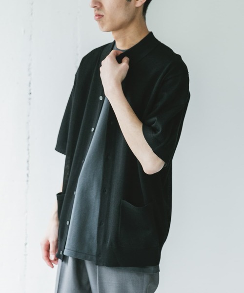 URBAN RESEARCH DOORS（アーバンリサーチドアーズ）の「リネンライクショートスリーブシャツカーディガン（カーディガン/ボレロ・メンズ・ブラック/グレー/ネイビー・MEDIUM/LARGE）」の13枚目の写真