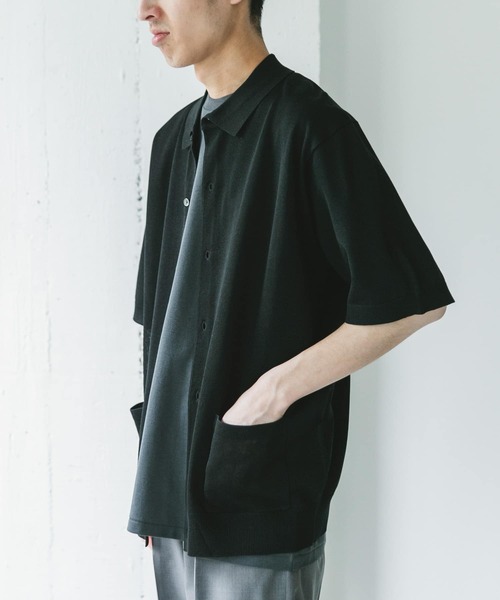 URBAN RESEARCH DOORS（アーバンリサーチドアーズ）の「リネンライクショートスリーブシャツカーディガン（カーディガン/ボレロ・メンズ・ブラック/グレー/ネイビー・MEDIUM/LARGE）」の14枚目の写真