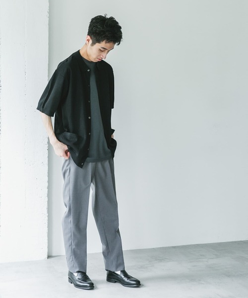 URBAN RESEARCH DOORS（アーバンリサーチドアーズ）の「リネンライクショートスリーブシャツカーディガン（カーディガン/ボレロ・メンズ・ブラック/グレー/ネイビー・MEDIUM/LARGE）」の16枚目の写真