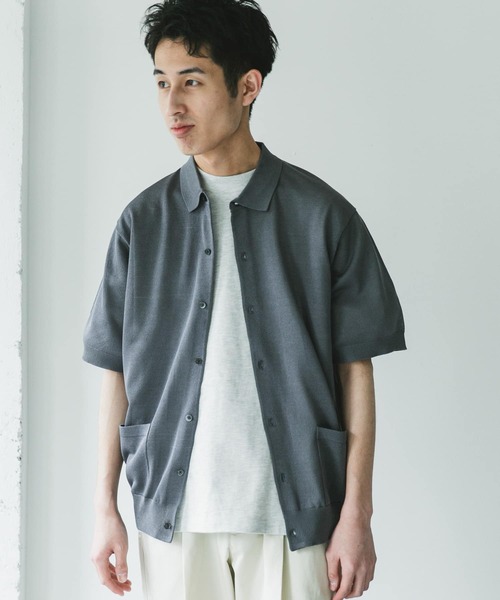 URBAN RESEARCH DOORS（アーバンリサーチドアーズ）の「リネンライクショートスリーブシャツカーディガン（カーディガン/ボレロ・メンズ・ブラック/グレー/ネイビー・MEDIUM/LARGE）」の18枚目の写真