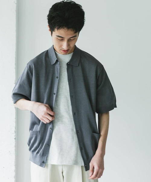 URBAN RESEARCH DOORS（アーバンリサーチドアーズ）の「リネンライクショートスリーブシャツカーディガン（カーディガン/ボレロ・メンズ・ブラック/グレー/ネイビー・MEDIUM/LARGE）」の19枚目の写真