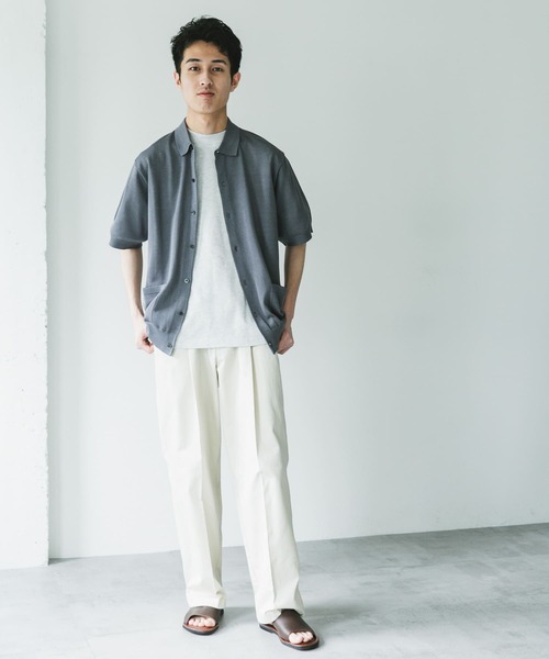 URBAN RESEARCH DOORS（アーバンリサーチドアーズ）の「リネンライクショートスリーブシャツカーディガン（カーディガン/ボレロ・メンズ・ブラック/グレー/ネイビー・MEDIUM/LARGE）」の22枚目の写真