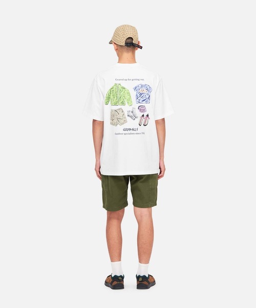 Gramicci(グラミチ)の「GEARED UP TEE|ギアアップTシャツ(Tシャツ/カットソー・メンズ・ヘザーグレー/カーキ/ホワイト・M/L/XL/XXL/S)」の7枚目の写真