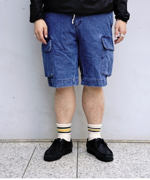 BEAVER(ビーバー)の「B omnivore/ビーオムニボー DENIM CARGO SHORTS デニムカーゴショーツ(その他パンツ・メンズ・ブラック/ブルー・L/M)」の2枚目の写真
