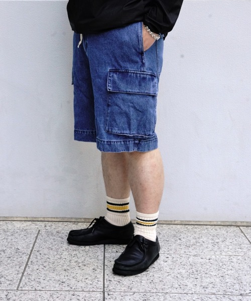 BEAVER(ビーバー)の「B omnivore/ビーオムニボー DENIM CARGO SHORTS デニムカーゴショーツ(その他パンツ・メンズ・ブラック/ブルー・L/M)」の8枚目の写真