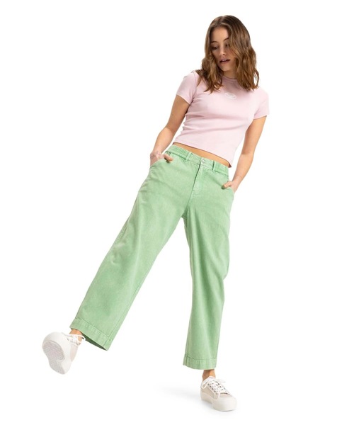 ROXY（ロキシー）の「BREAK MY SOUL /ロキシーワイドレッグパンツ（チノパンツ・レディース・グリーン・SMALL）」の8枚目の写真