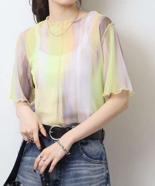 A.N.L(エーエヌエル レーベル)の「A.N.L グラデーションチュールメロウプルオーバー(Tシャツ/カットソー・レディース・イエロー/オレンジ/グレー/ブルー・38)」の9枚目の写真
