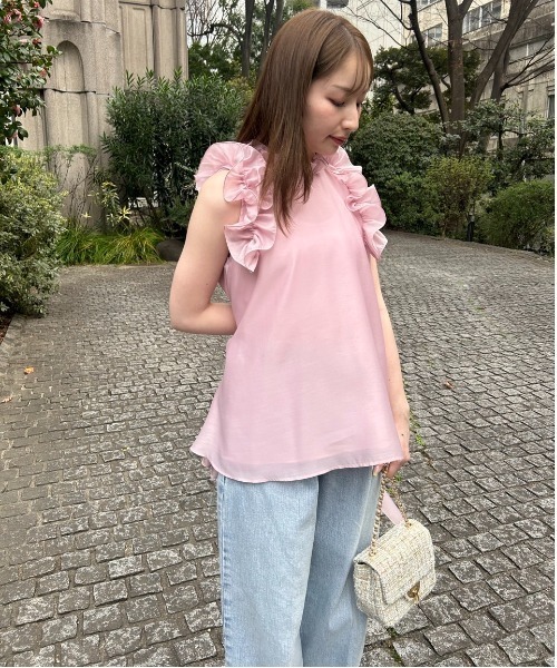 CELFORD（セルフォード）の「Aラインフレアラッフルブラウス（シャツ/ブラウス・レディース・アイボリー/ピンク/ブラウン/ミント・FREE）」の10枚目の写真