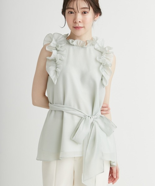 CELFORD（セルフォード）の「Aラインフレアラッフルブラウス（シャツ/ブラウス・レディース・アイボリー/ピンク/ブラウン/ミント・FREE）」の7枚目の写真