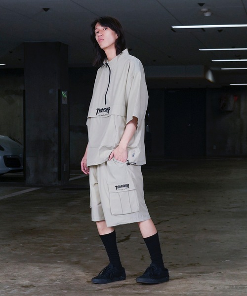 THRASHER(スラッシャー)の「NYLON CARGO SHORTS / スラッシャーロゴ刺繍ナイロンカーゴショーツ(カーゴパンツ・メンズ・グレイッシュベージュ/ブラック/カーキ・LARGE/MEDIUM/X-LARGE)」の15枚目の写真