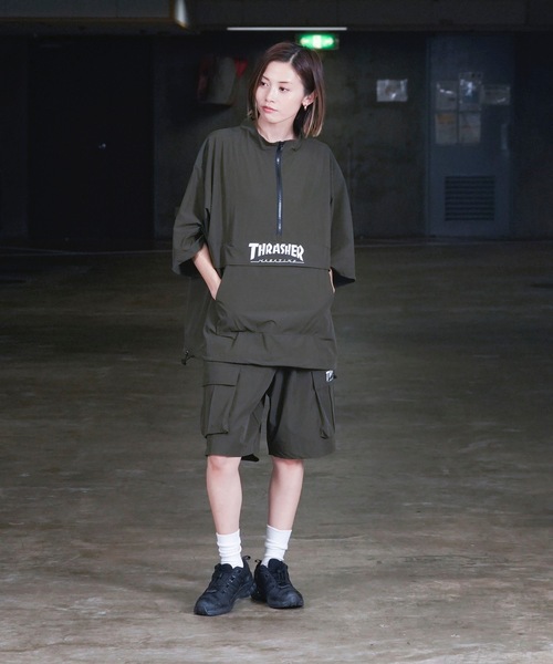 THRASHER(スラッシャー)の「NYLON CARGO SHORTS / スラッシャーロゴ刺繍ナイロンカーゴショーツ(カーゴパンツ・メンズ・グレイッシュベージュ/ブラック/カーキ・LARGE/MEDIUM/X-LARGE)」の10枚目の写真