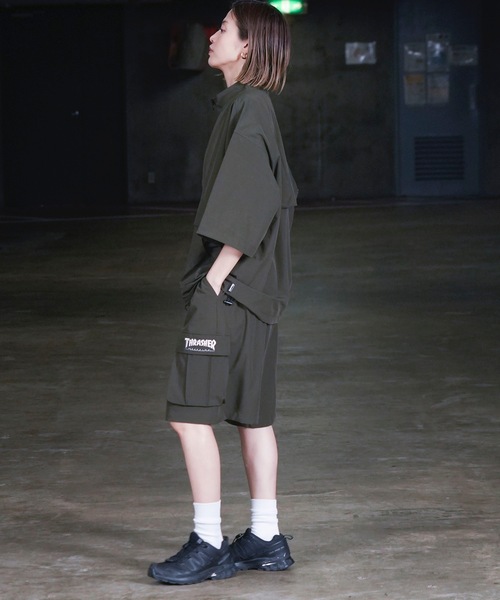 THRASHER(スラッシャー)の「NYLON CARGO SHORTS / スラッシャーロゴ刺繍ナイロンカーゴショーツ(カーゴパンツ・メンズ・グレイッシュベージュ/ブラック/カーキ・LARGE/MEDIUM/X-LARGE)」の9枚目の写真