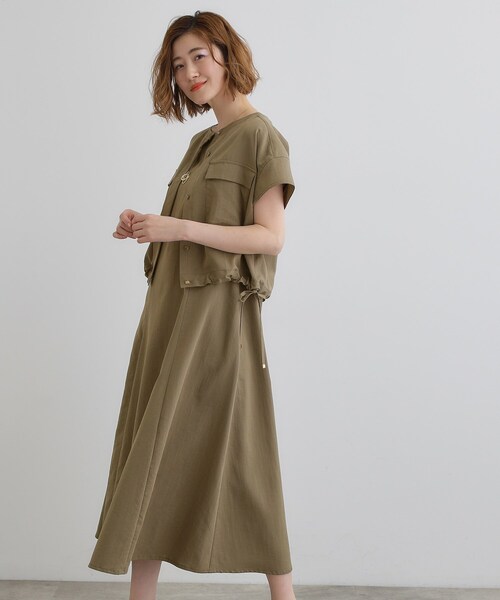 ◆JIGOTTジャケットスタイルのプリーツワンピース 初夏を楽しむ「ワンピース」スタイルをご紹介！