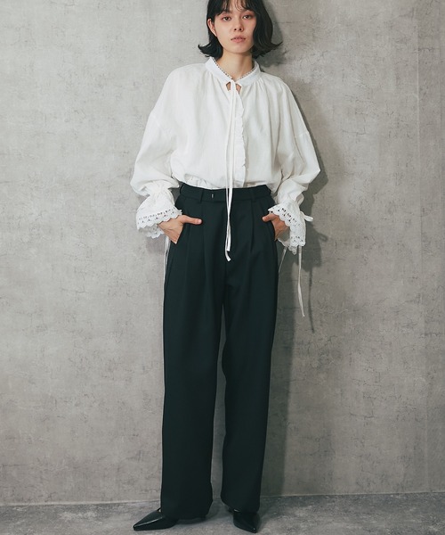 SMILE ORCHID（スマイルオーキッド）の「2タックパンツ（スラックス・レディース・ナチュラル/ブラック/ベージュ・M/L）」の4枚目の写真