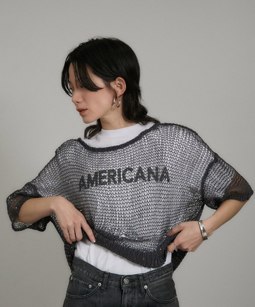 SALON adam et rope'（サロン アダム エ ロペ）の「ギマコットンスパンコールプルオーバー（ニット/セーター・レディース・チャコールグレー/オフホワイト/ブラウン系その他2・FREE）」の14枚目の写真