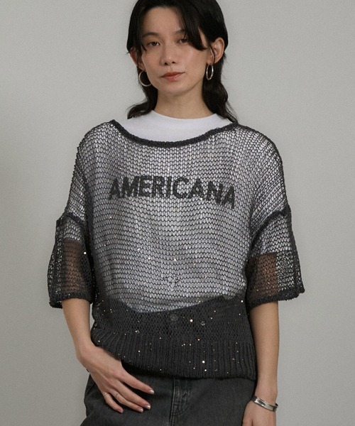 SALON adam et rope'（サロン アダム エ ロペ）の「ギマコットンスパンコールプルオーバー（ニット/セーター・レディース・チャコールグレー/オフホワイト/ブラウン系その他2・FREE）」の9枚目の写真