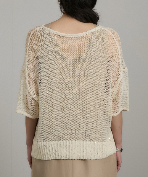 SALON adam et rope'（サロン アダム エ ロペ）の「ギマコットンスパンコールプルオーバー（ニット/セーター・レディース・チャコールグレー/オフホワイト/ブラウン系その他2・FREE）」の21枚目の写真