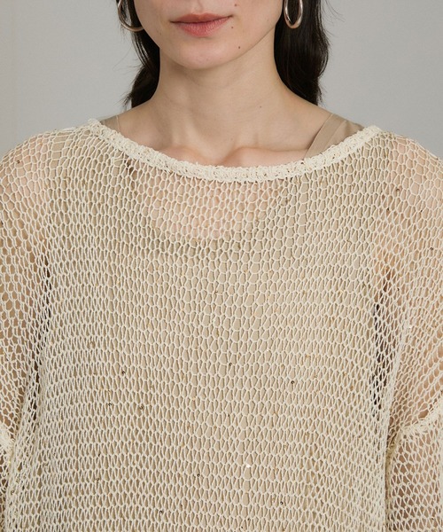 SALON adam et rope'（サロン アダム エ ロペ）の「ギマコットンスパンコールプルオーバー（ニット/セーター・レディース・チャコールグレー/オフホワイト/ブラウン系その他2・FREE）」の22枚目の写真