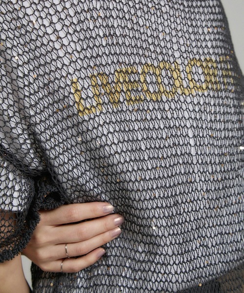 SALON adam et rope'（サロン アダム エ ロペ）の「ギマコットンスパンコールプルオーバー（ニット/セーター・レディース・チャコールグレー/オフホワイト/ブラウン系その他2・FREE）」の15枚目の写真