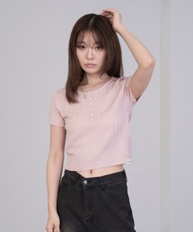 ケーブルヘンリーニット