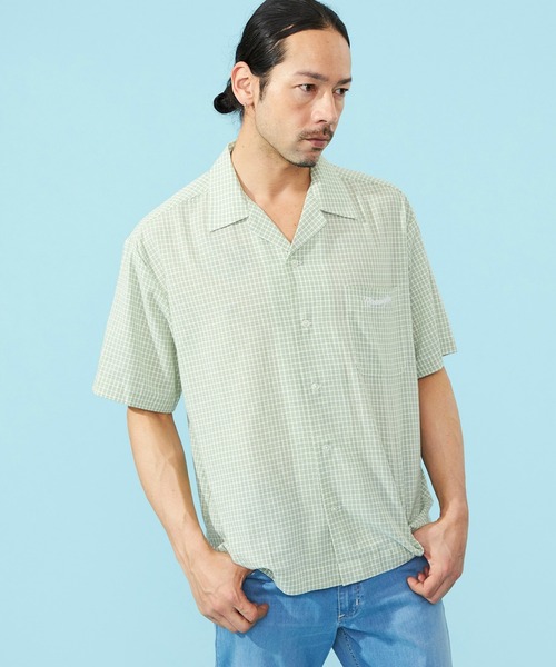 ラングラー オープンカラーシャツ 半袖シャツ レーヨン 麻素材 Lサイズ 開襟 セール】Lee/リー オープンカラーシャツ/軽量素材 ユニセックス