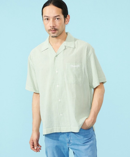 Wrangler（ラングラー）の「Lee/リー オープンカラーシャツ/軽量素材 ユニセックス（シャツ/ブラウス・メンズ・ブラック/ミント・MEDIUM/LARGE/SMALL）」の3枚目の写真