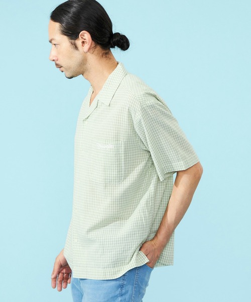 Wrangler（ラングラー）の「Lee/リー オープンカラーシャツ/軽量素材 ユニセックス（シャツ/ブラウス・メンズ・ブラック/ミント・MEDIUM/LARGE/SMALL）」の4枚目の写真