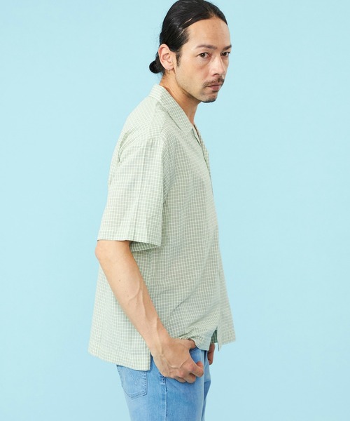 Wrangler（ラングラー）の「Lee/リー オープンカラーシャツ/軽量素材 ユニセックス（シャツ/ブラウス・メンズ・ブラック/ミント・MEDIUM/LARGE/SMALL）」の5枚目の写真