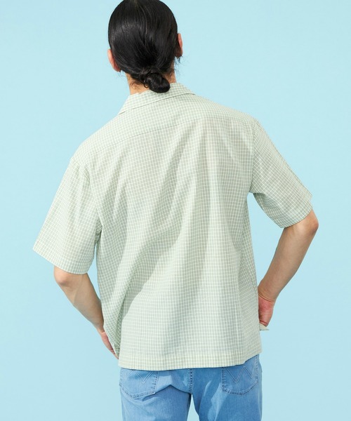 Wrangler（ラングラー）の「Lee/リー オープンカラーシャツ/軽量素材 ユニセックス（シャツ/ブラウス・メンズ・ブラック/ミント・MEDIUM/LARGE/SMALL）」の6枚目の写真
