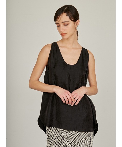 styling/（スタイリング）の「【セットアップ対応】サテン2WAYタンクトップ（Tシャツ/カットソー・レディース・ブラック/アイボリー/ライム・FREE）」の2枚目の写真
